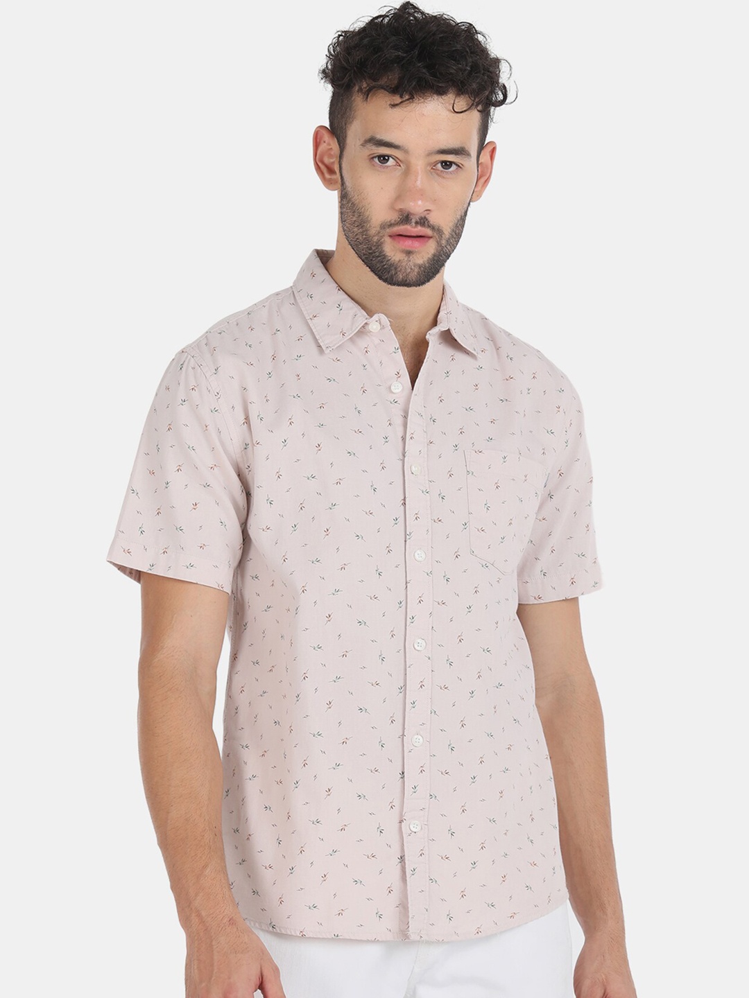 

Ruggers Men Beige Printed Casual Shirt