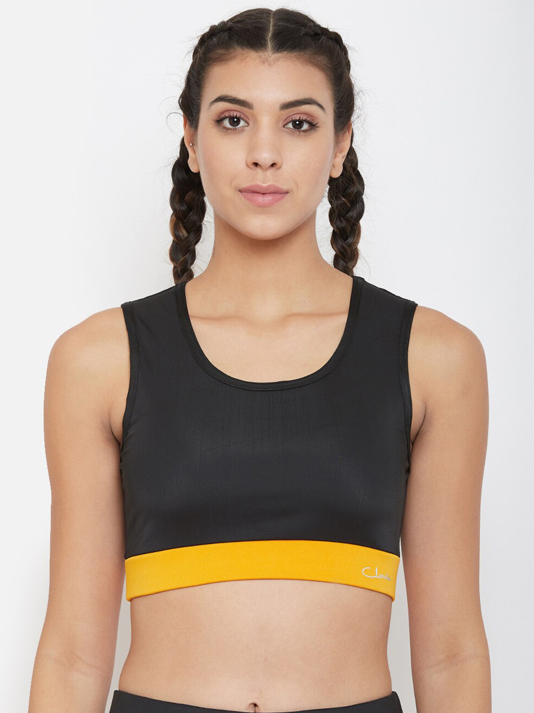 

Clovia Black Workout Bra Full Coverage Lightly Padded Removable Cups BR2084A13XXL