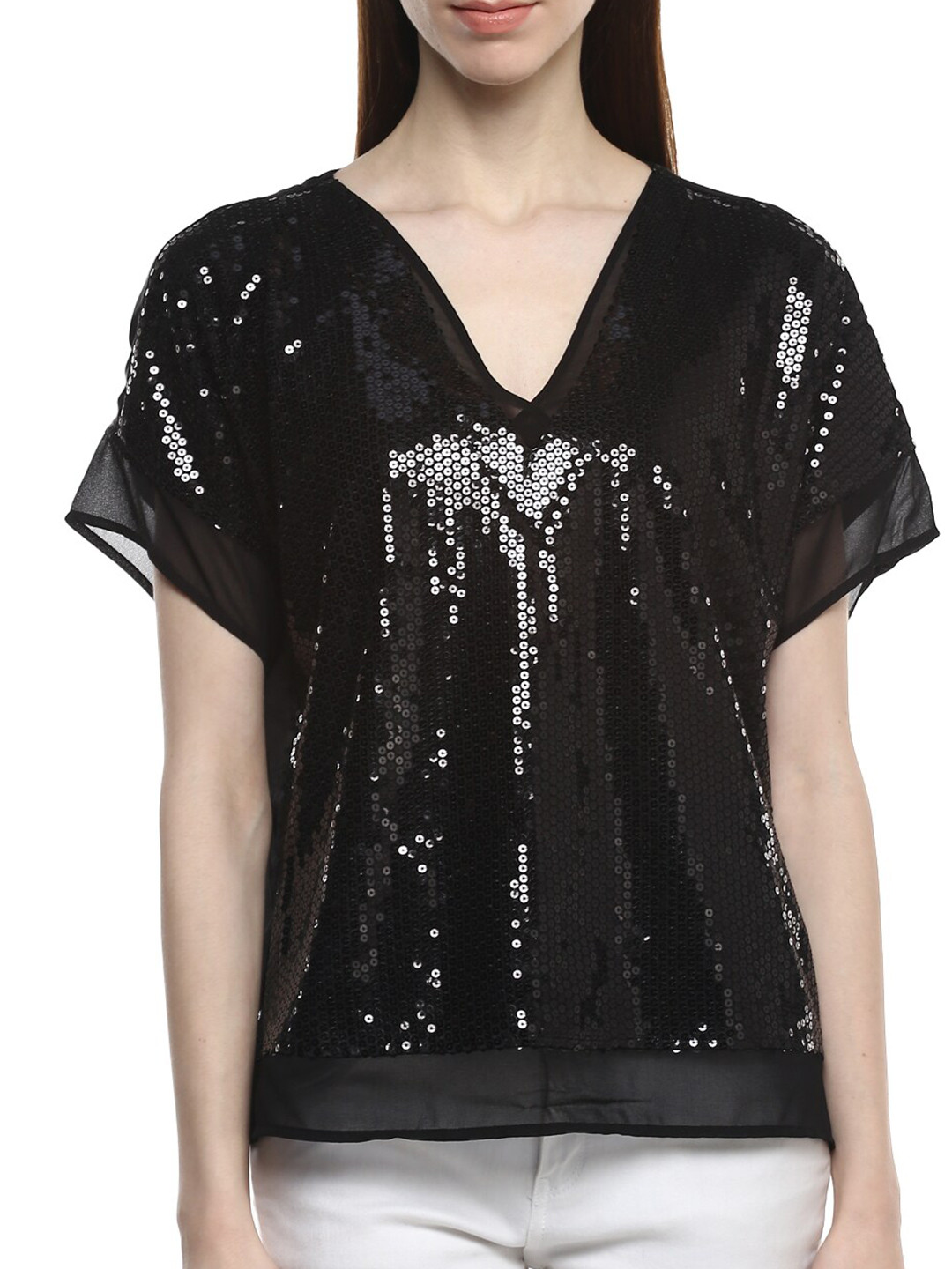 

DKNY Black Extended Sleeves Regular Top
