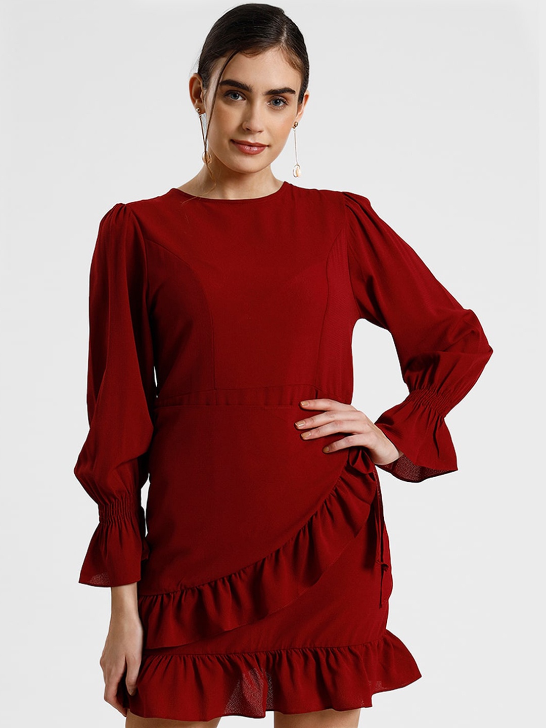 

iki chic Maroon Georgette Sheath Dress