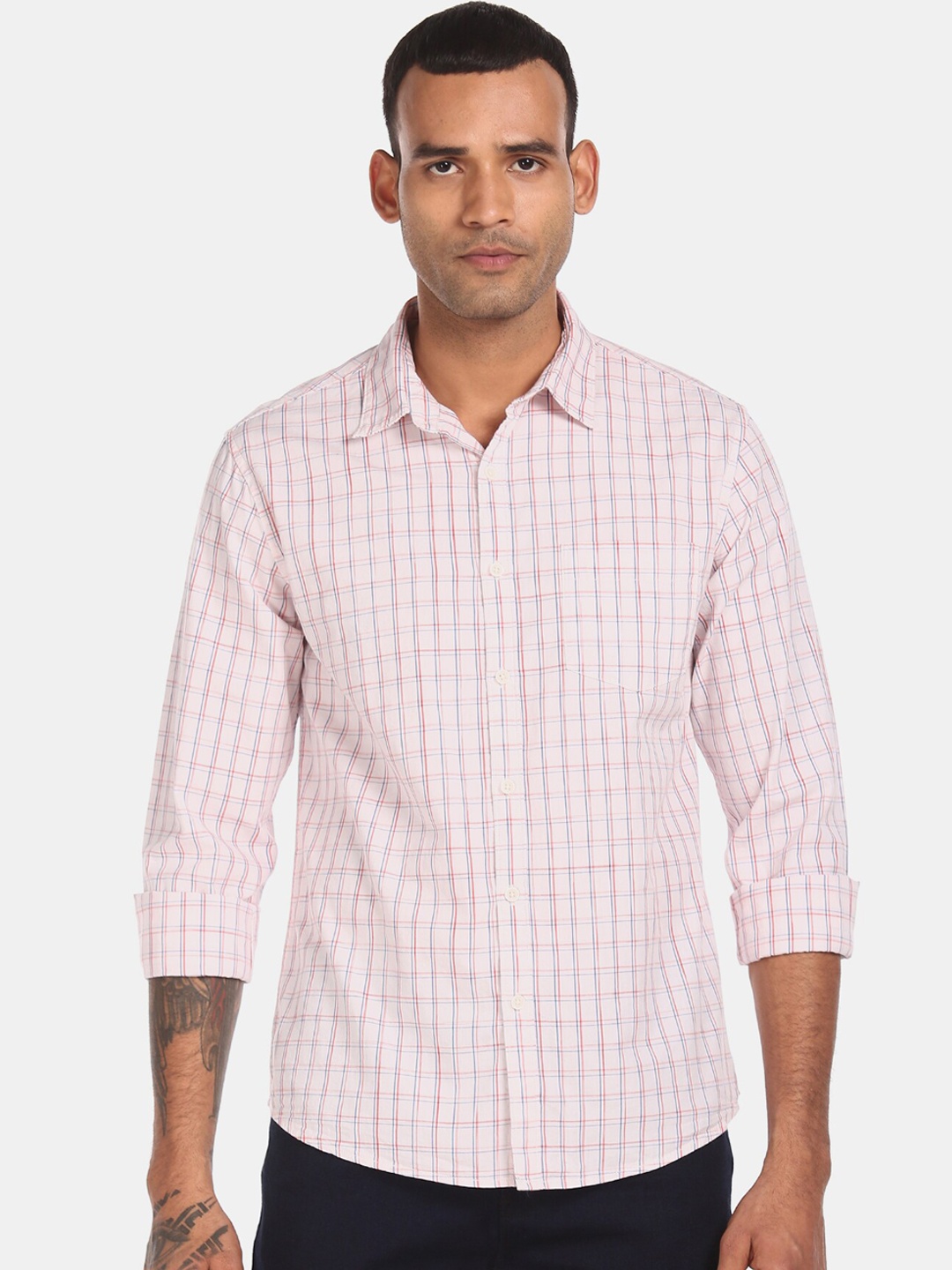 

Ruggers Men Off White Checked Casual Shirt