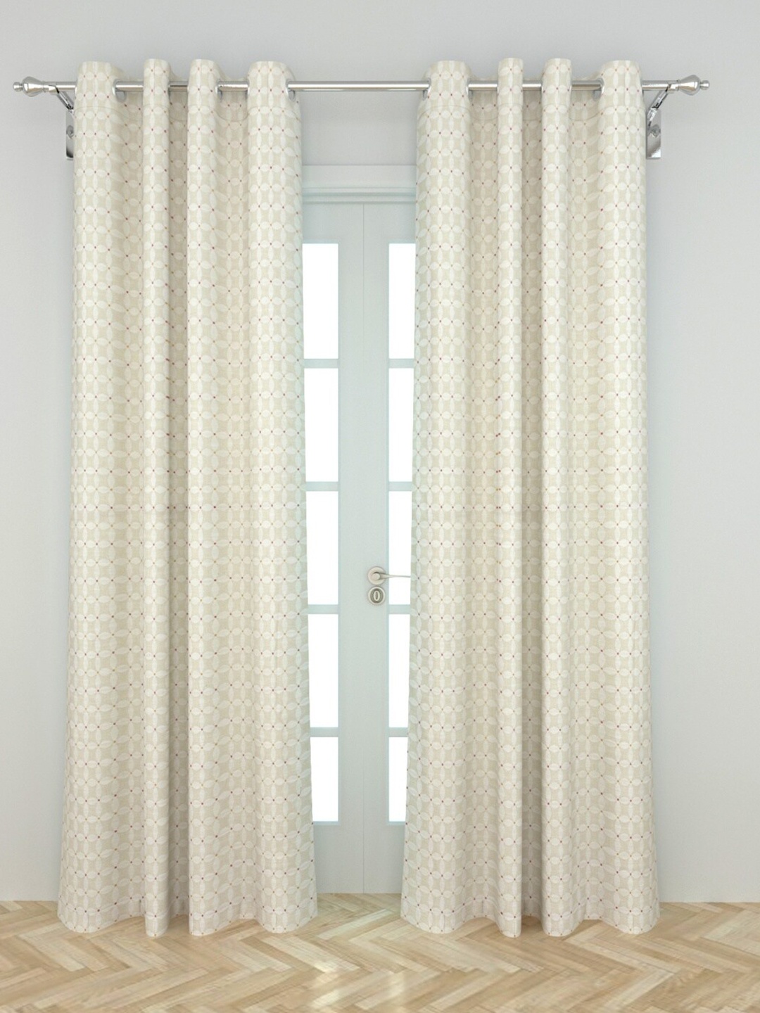 

Home Centre Beige & White Set of 2 Floral Door Curtain