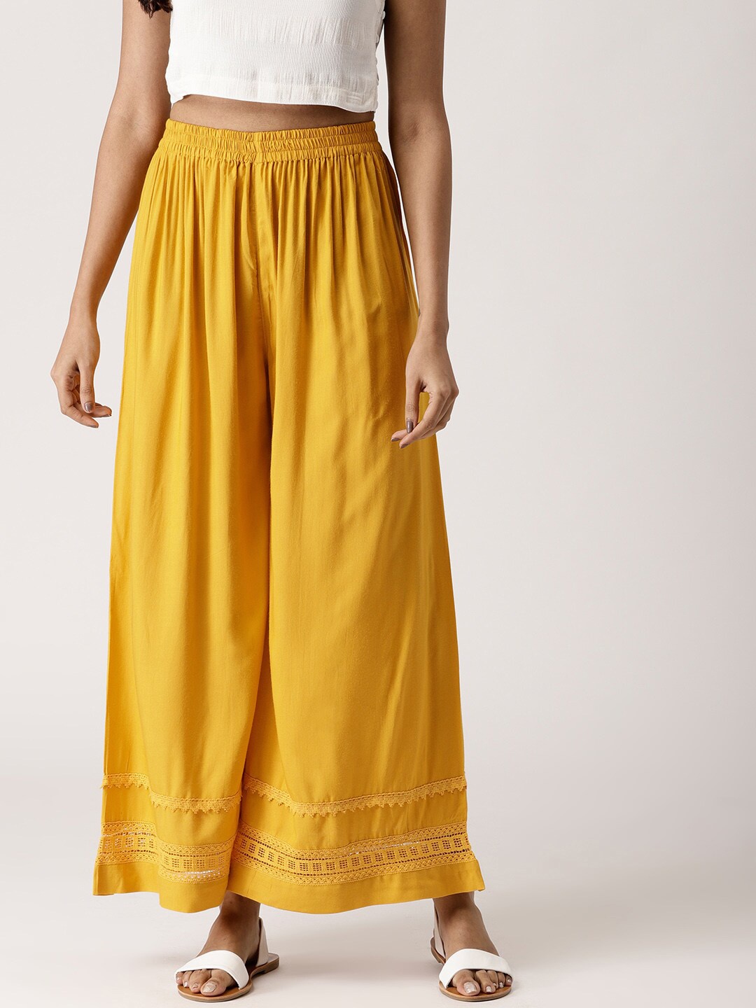 

Libas Women Mustard Knitted Palazzos
