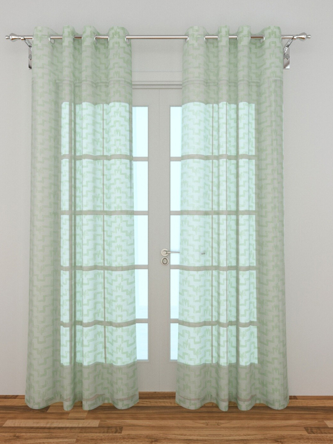 

Home Centre Green Single Geometric Sheer Door Curtain