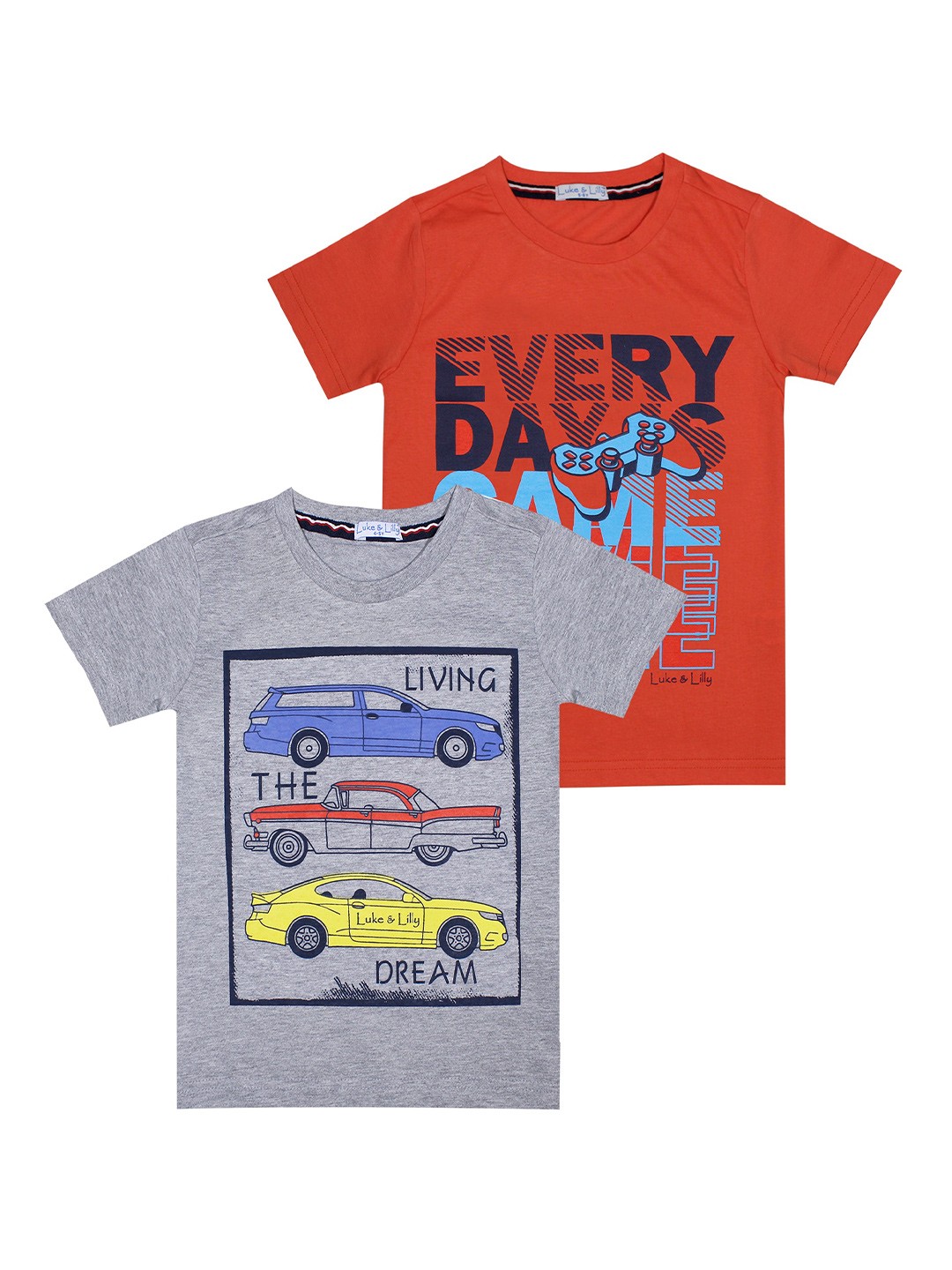 

Luke & Lilly Pack of 2 Boys Multi Typography 2 Printed T-shirt