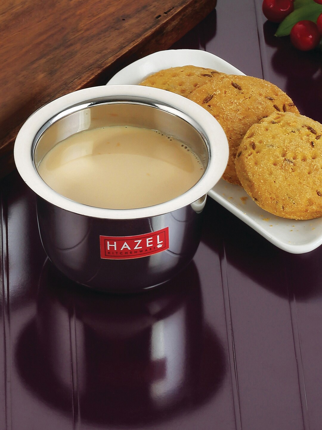 HAZEL Silver Solid Stainless Steel Glossy Cups Set of Cups and Mugs