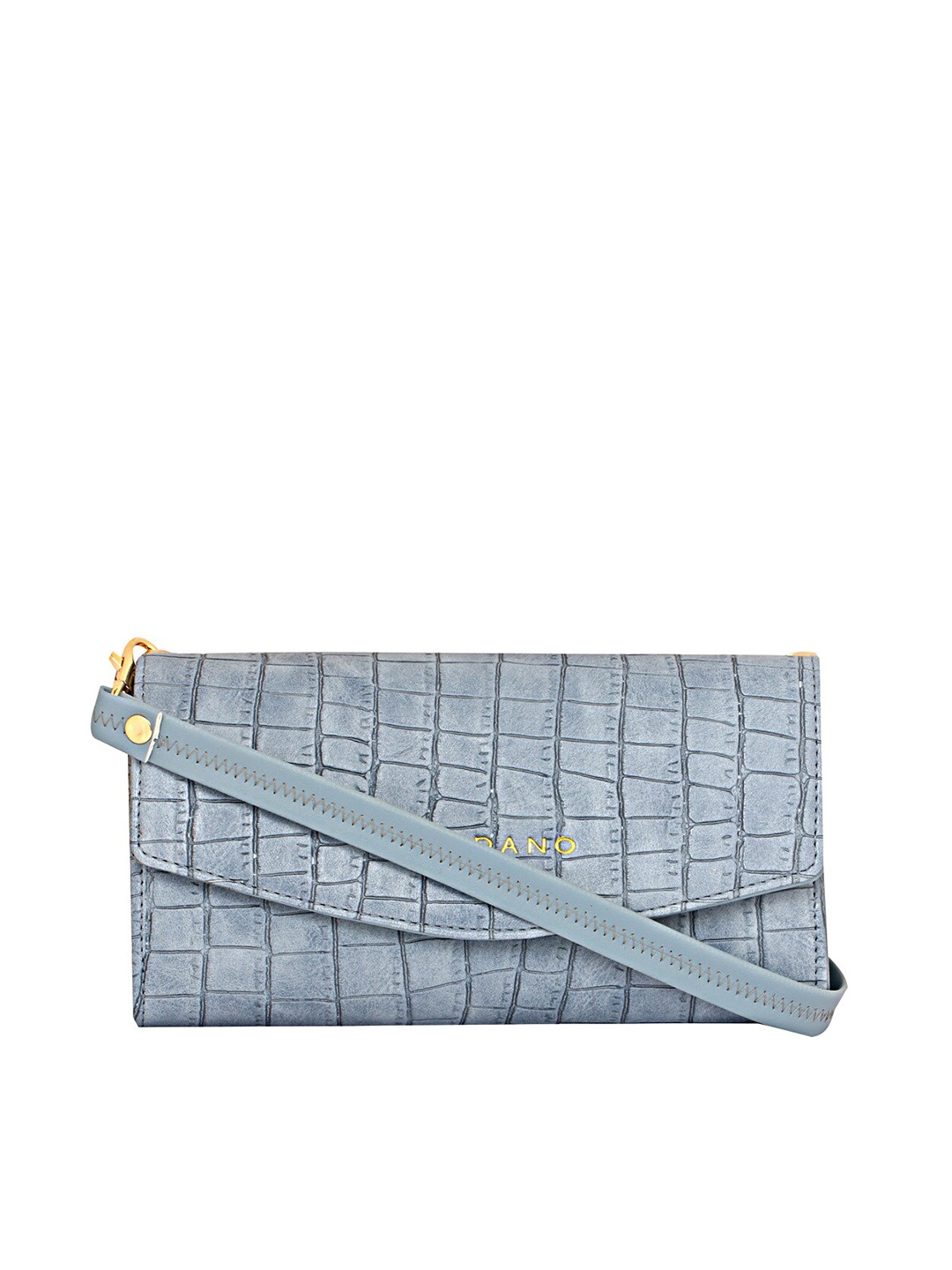 

GIORDANO Women Grey & Gold-Toned Textured PU Envelope Wallet