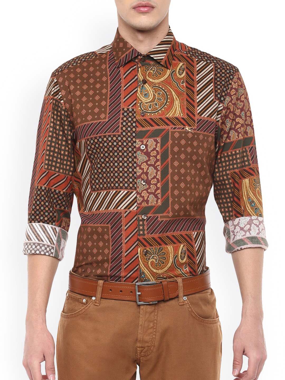 

ETRO Men Rust Printed Casual Shirt