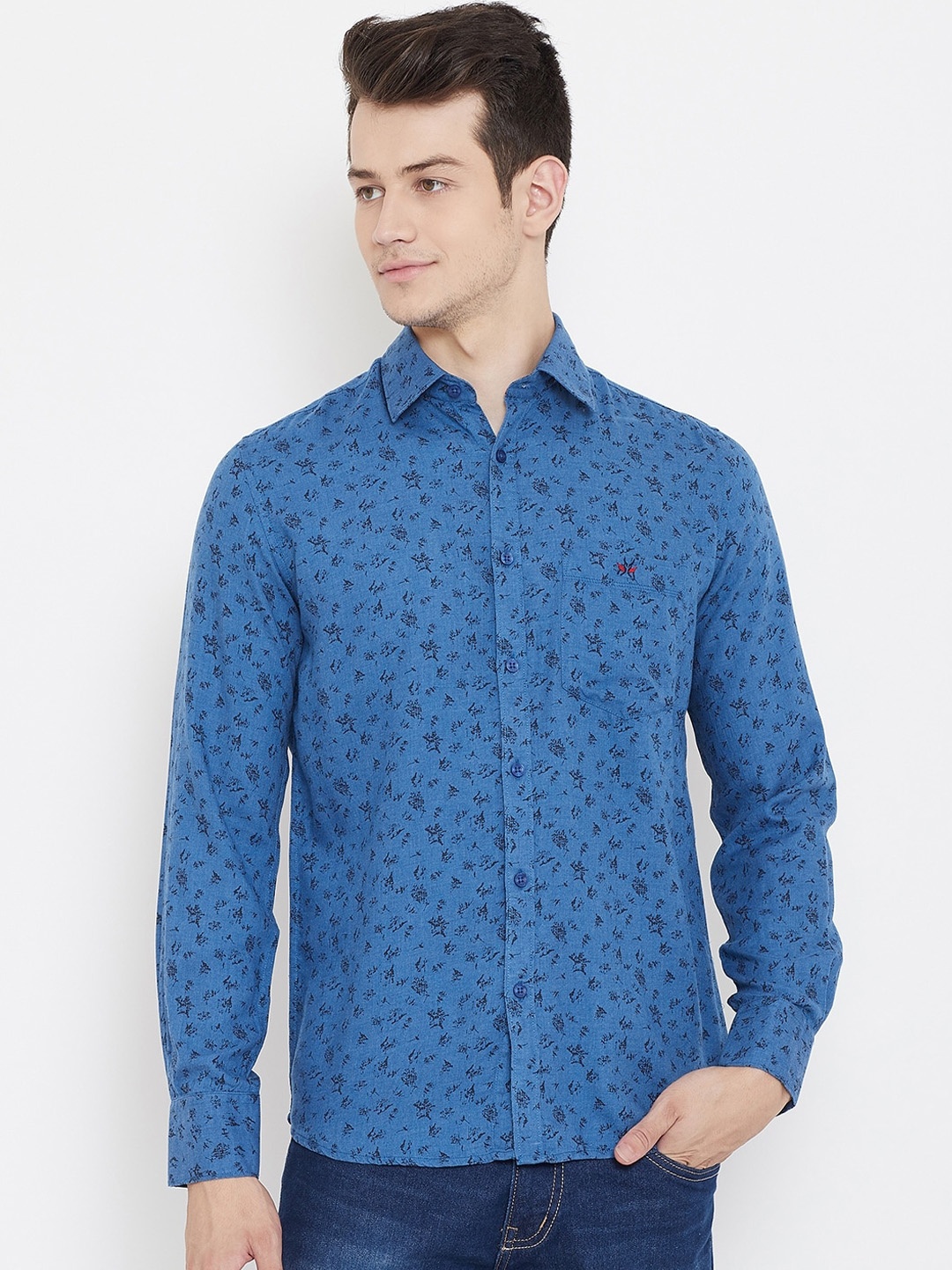 

Crimsoune Club Men Blue Slim Fit Printed Casual Shirt