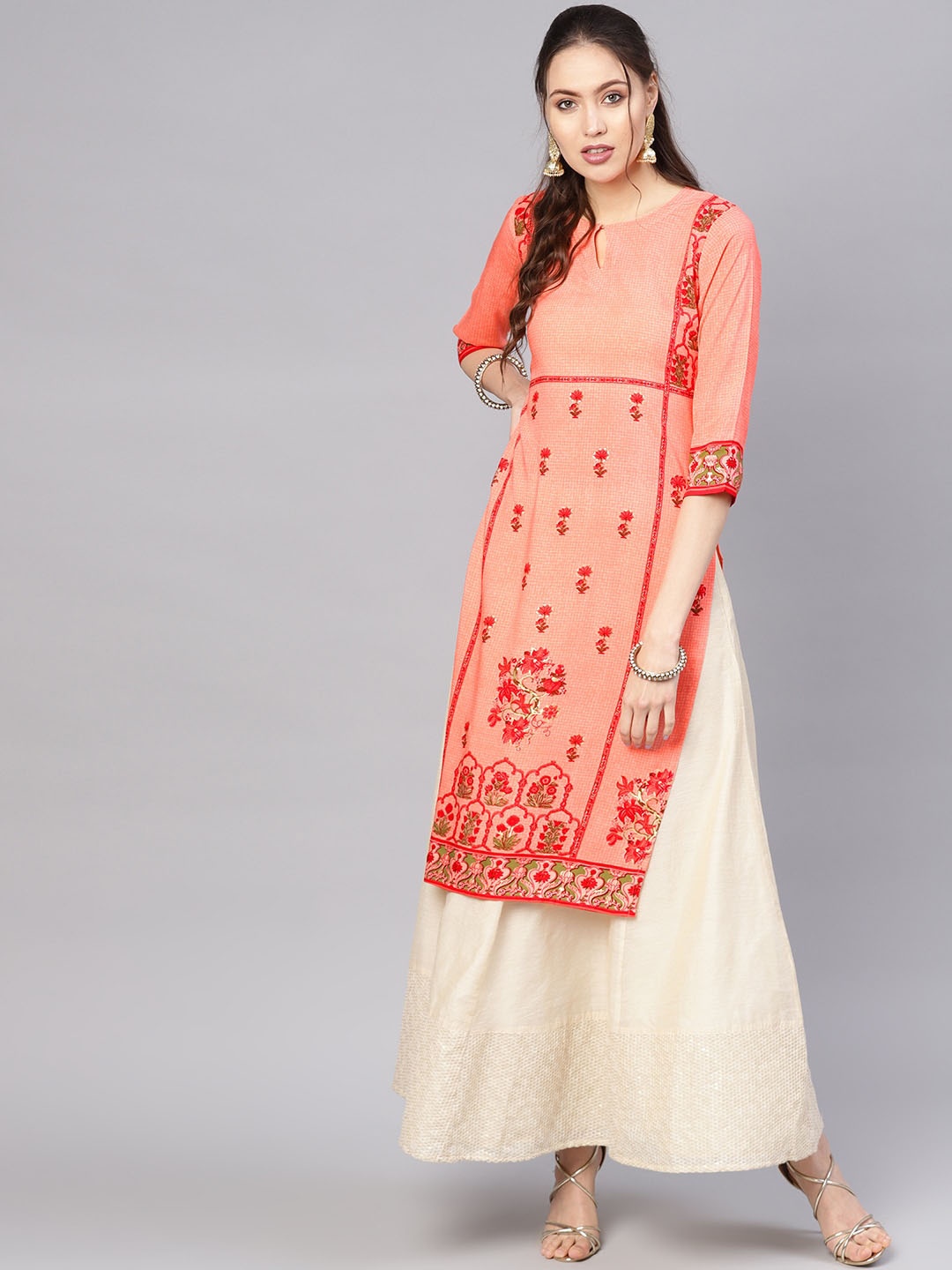 Libas Women Pink Ethnic Motifs Printed Kurta