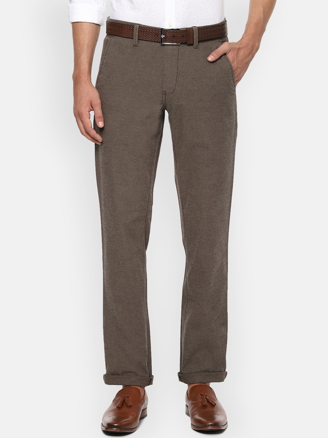 Louis Philippe Sport Men Brown Regular Trousers