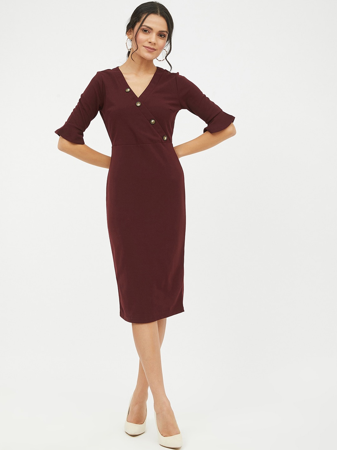 

Harpa Maroon Wrap Dress