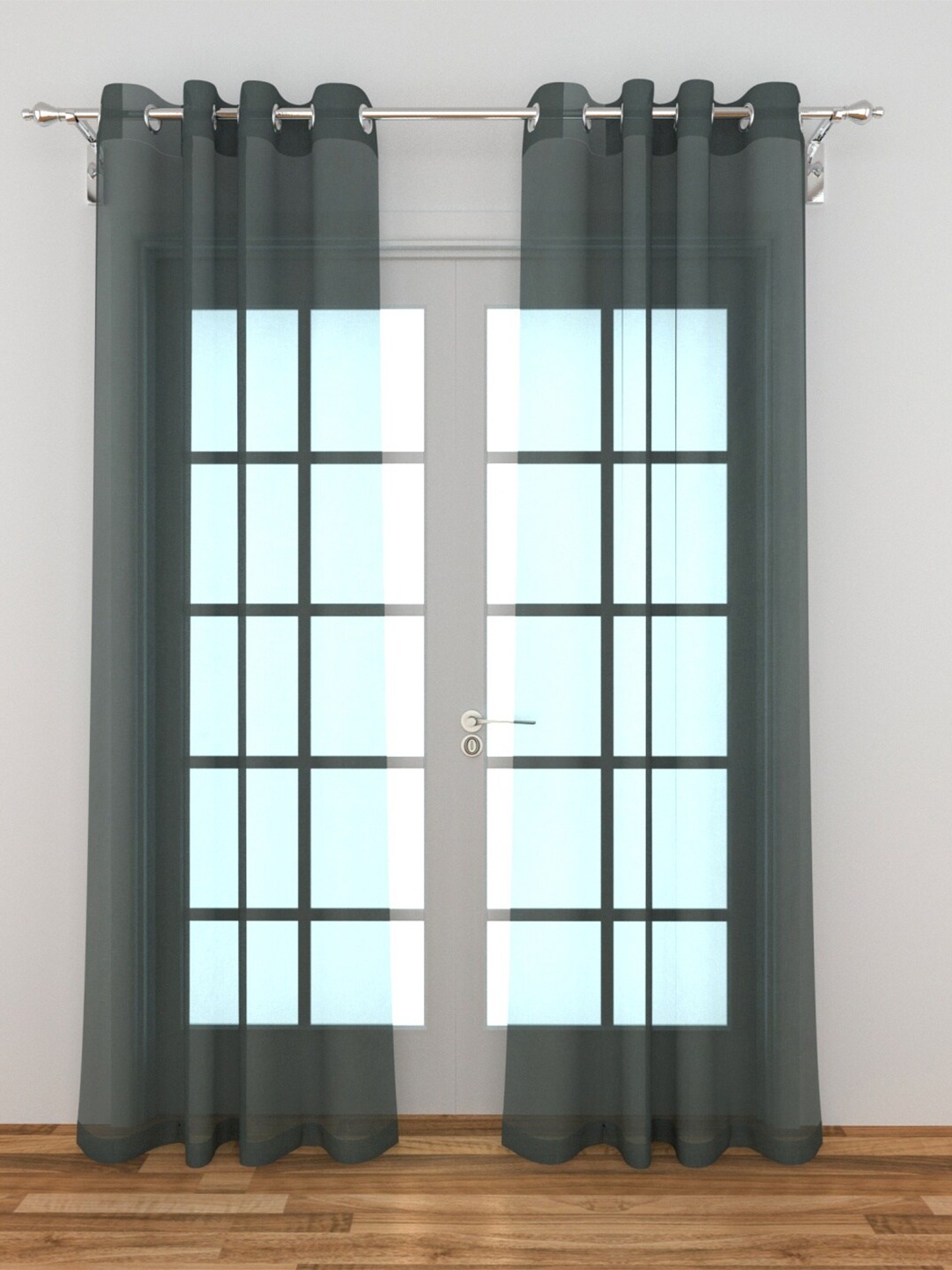 

Home Centre Grey & Sea Green Set of 2 Sheer Door Curtain