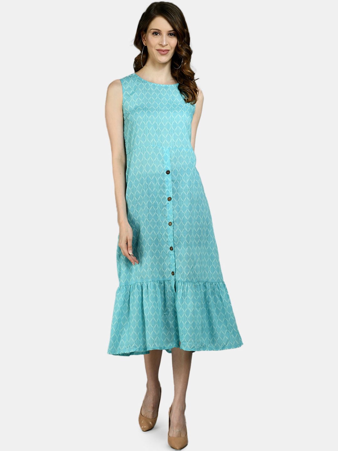 

Myshka Blue A-Line Midi Dress