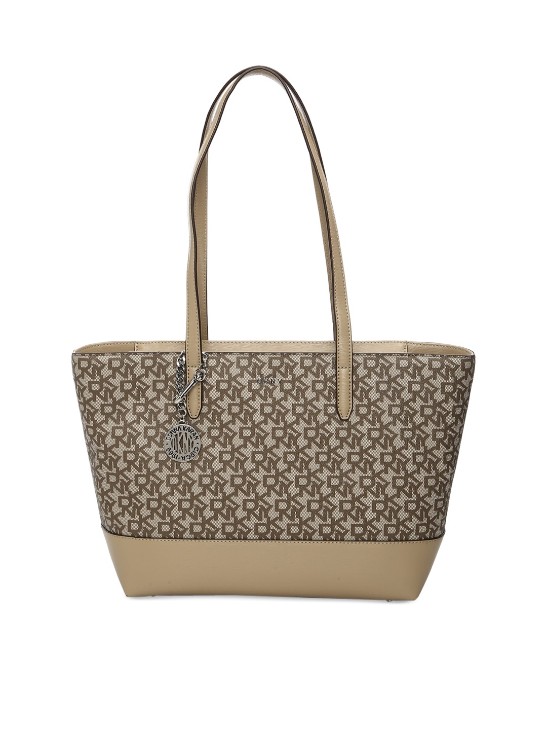 

DKNY Brown Embellished Leather Structured Shoulder Bag with Cut Work