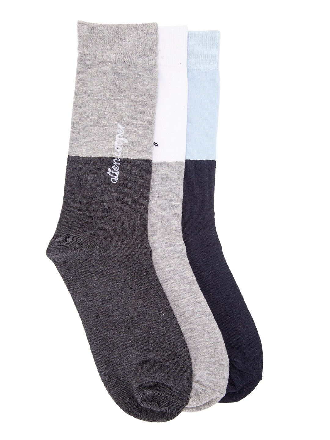 

Allen Cooper Men Pack Of 3 Assorted Cotton Calf-Length Socks