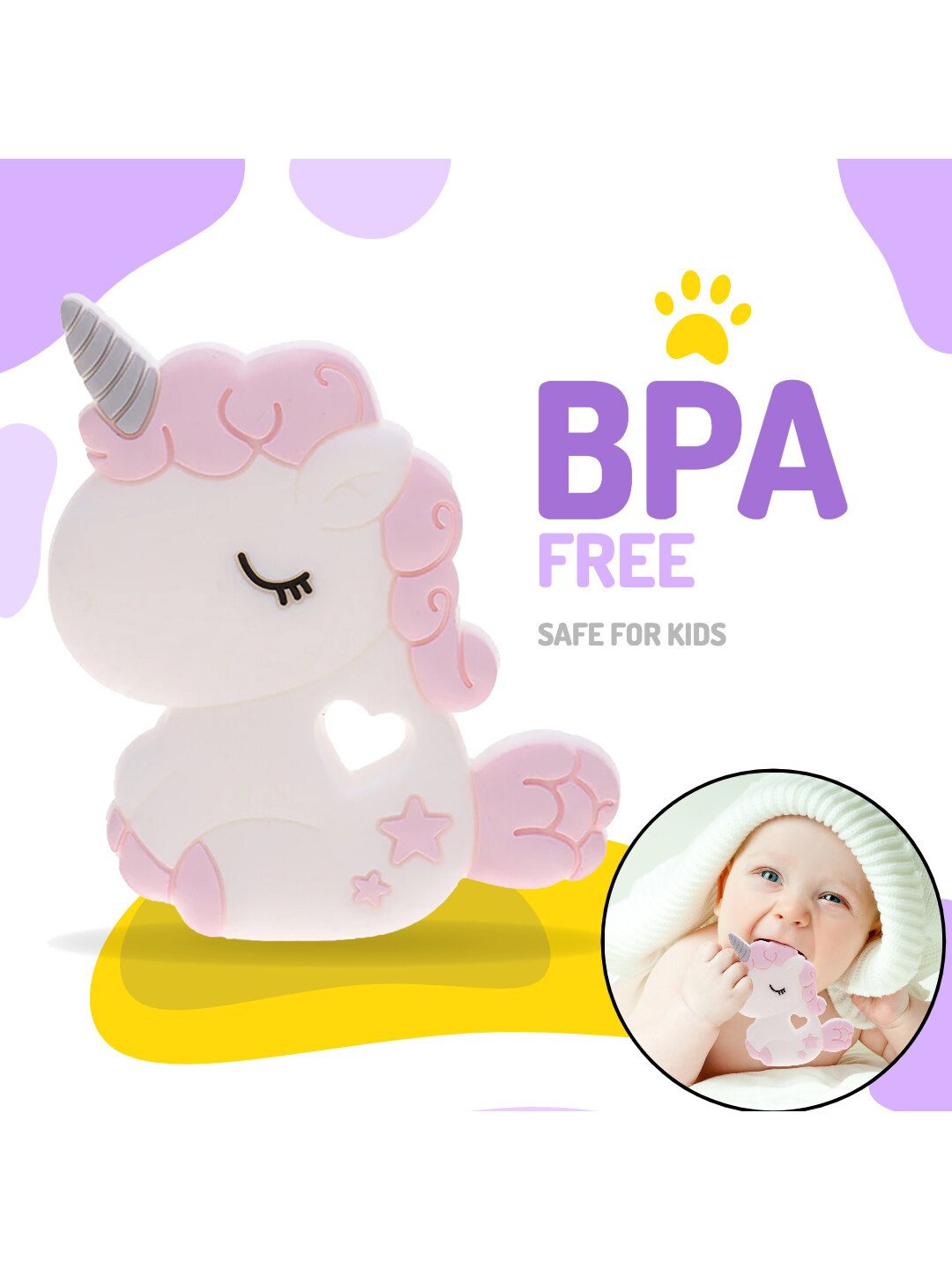 

GUCHIGU Infant Kids BPA Free Chew Teether Toy, White