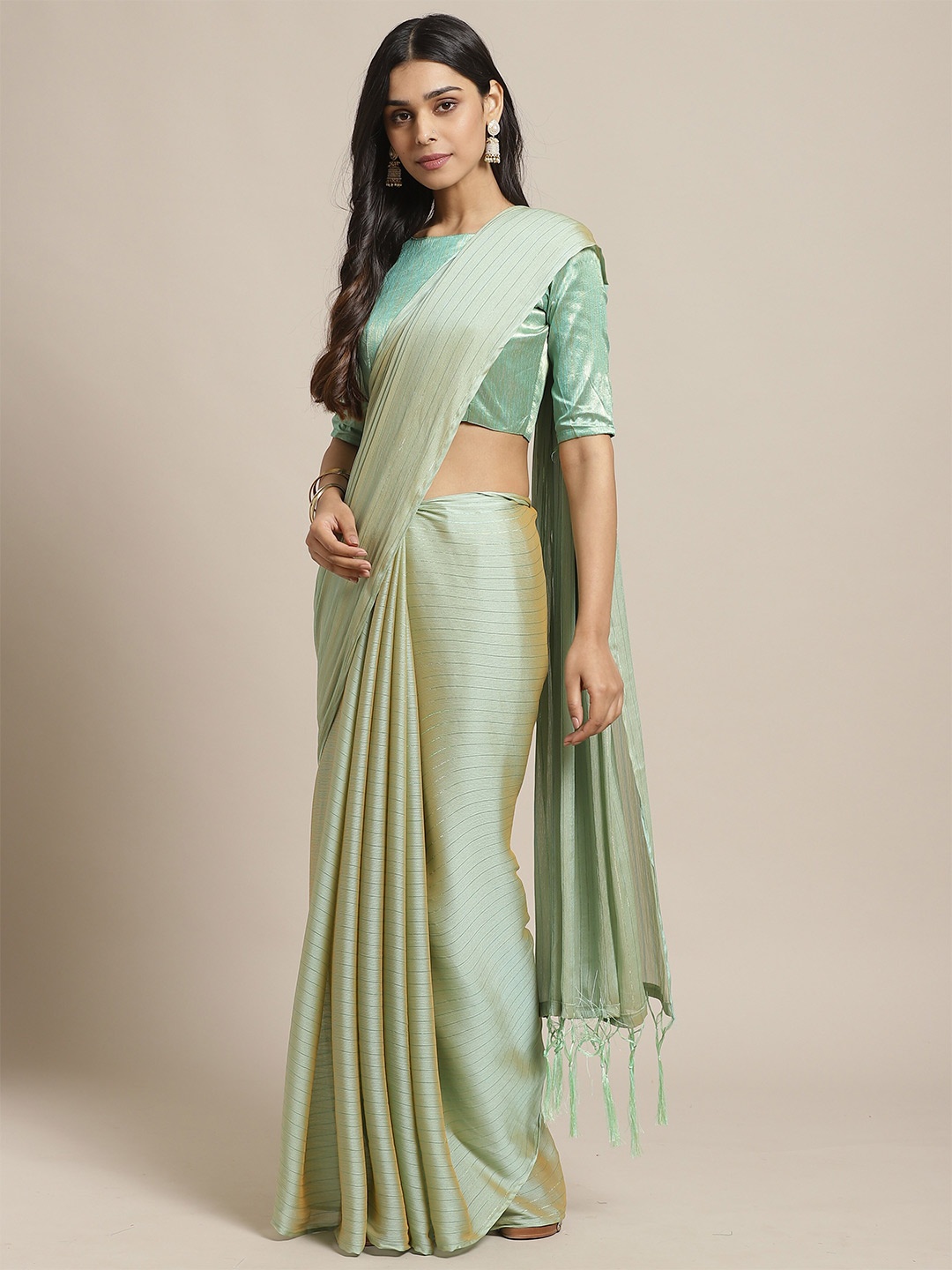 

Saree mall Women Olive Solid Saree