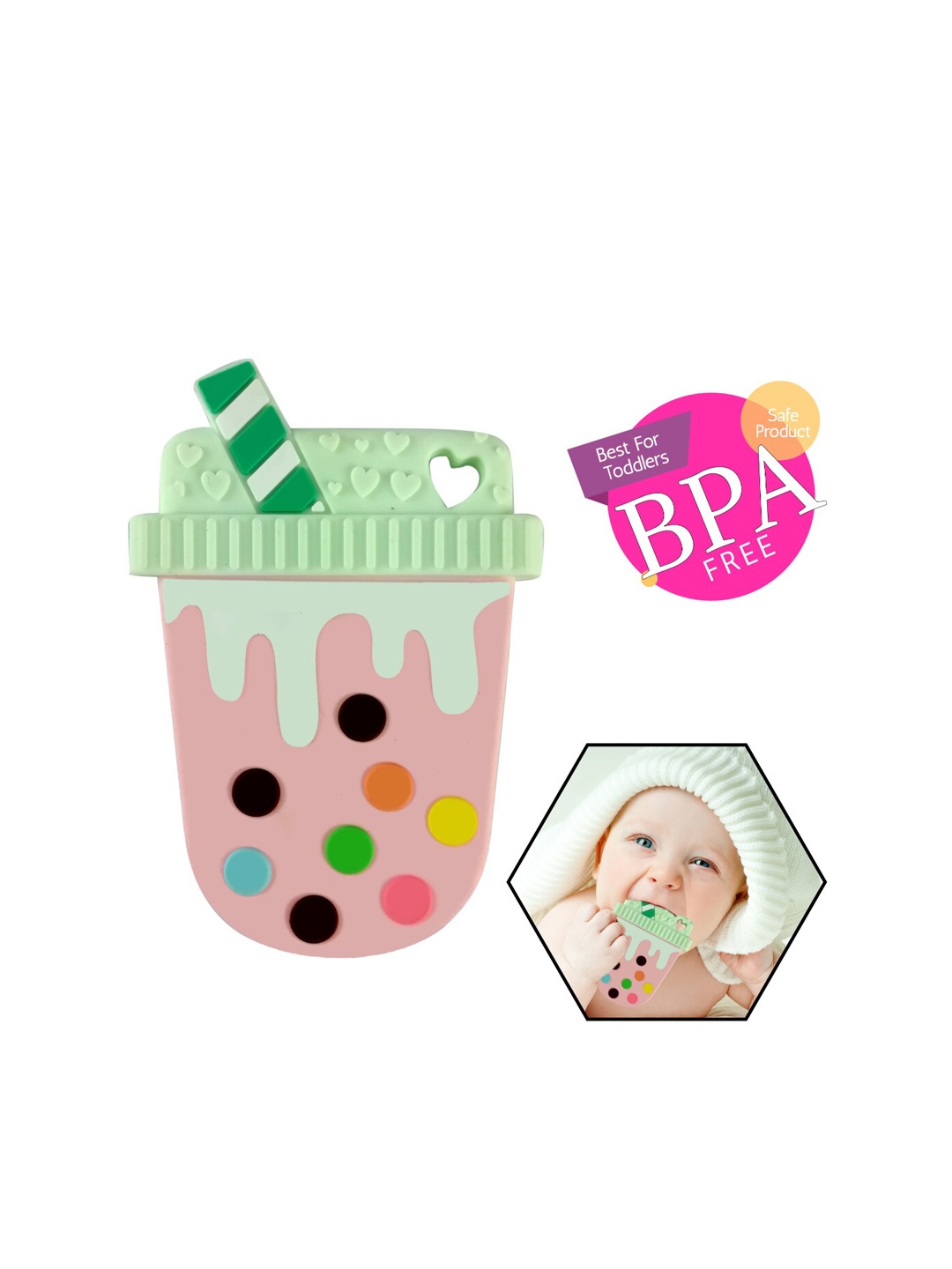 

GUCHIGU Multicoloured BPA Free Chew Teether Toy, Multi