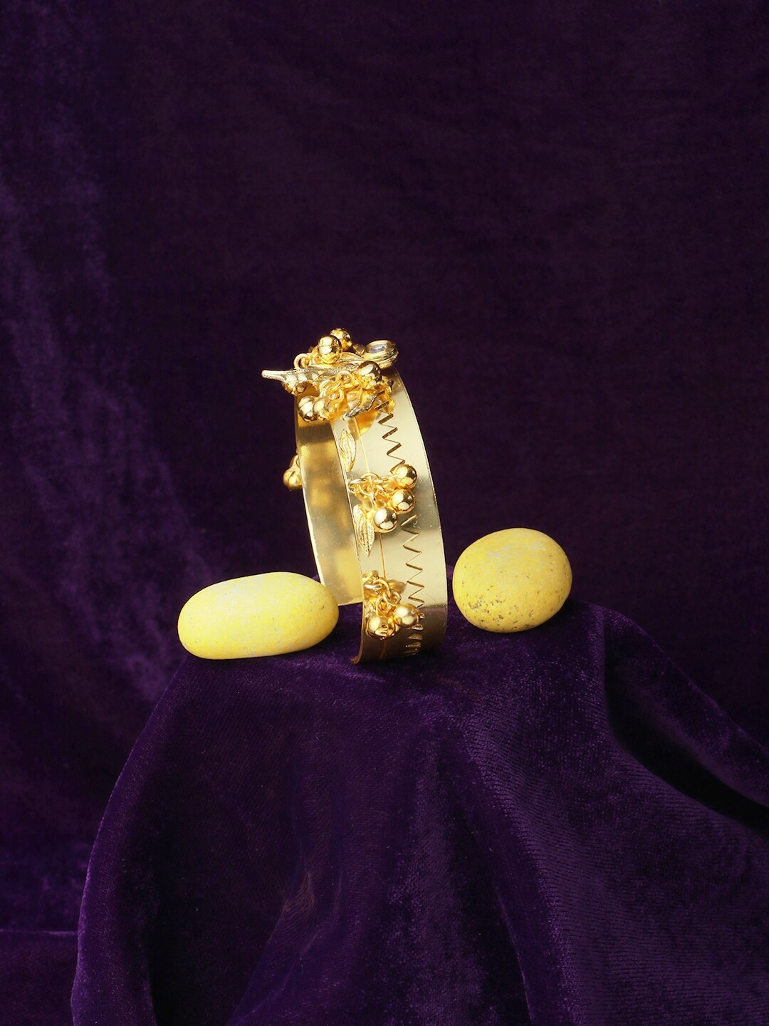 

Adwitiya Collection Women 24CT Gold-Plated Brass Handcrafted Cuff Bracelet