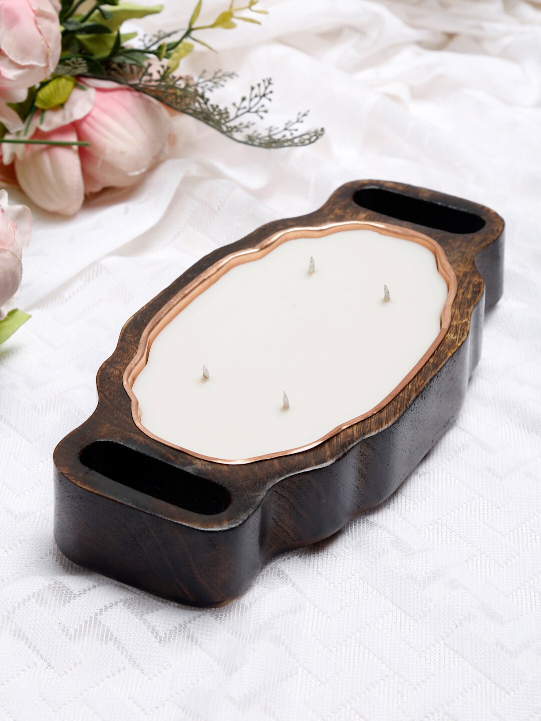 

Fabindia Off-White & Brown Lucerna Aaruk Chkotra Small Tray Candle