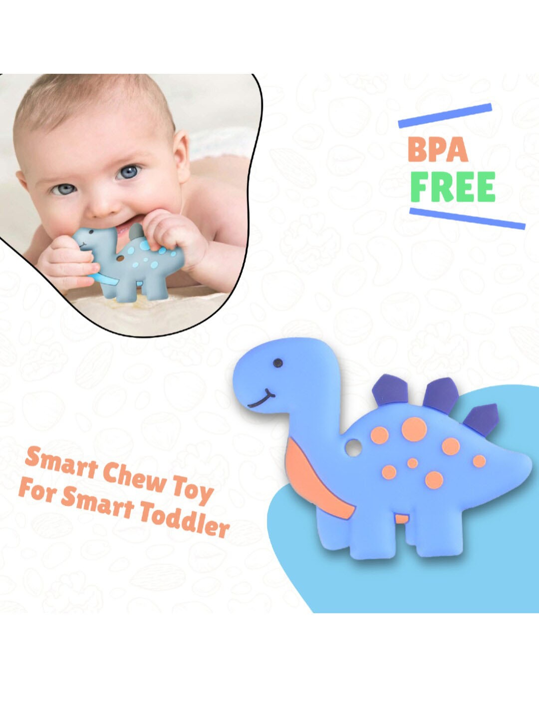 

GUCHIGU Infants Blue BPA Free Chew Teether
