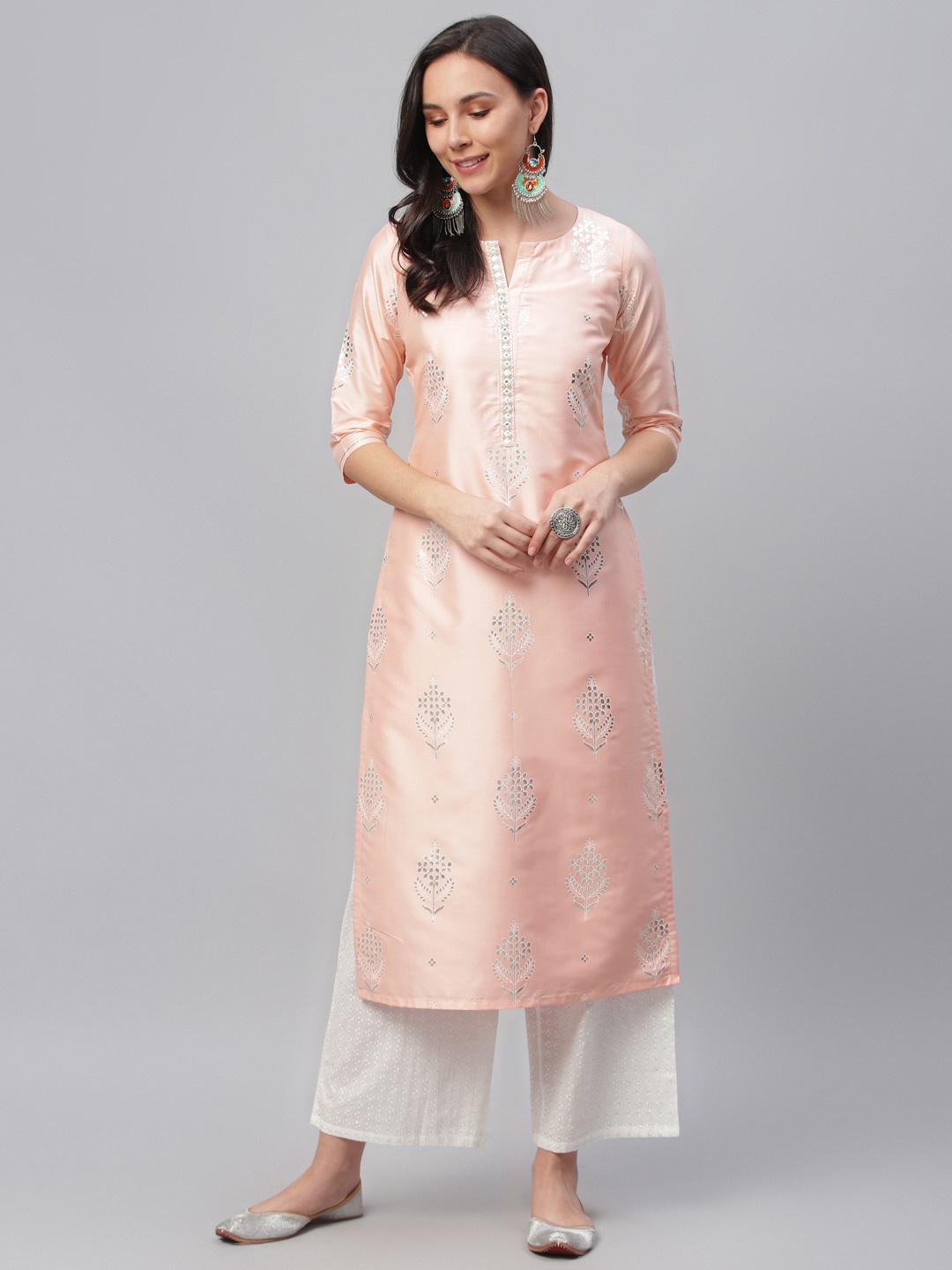 

Libas Women Pink Ethnic Motifs Printed Kurta