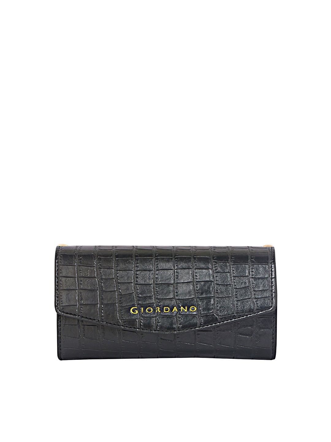 

GIORDANO Women Black Animal Textured Envelope with Sling Strap