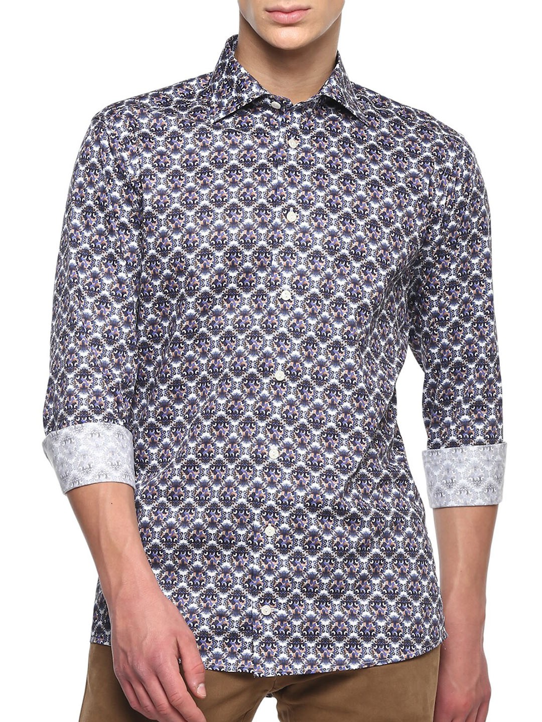 

Eton Men Blue Printed Casual Shirt