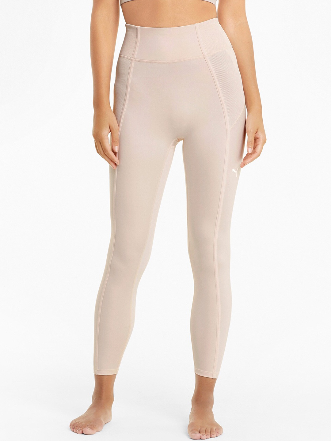 

Puma Women Beige Studio Side Ribbed High Waist 7/8 Yoga Leggings