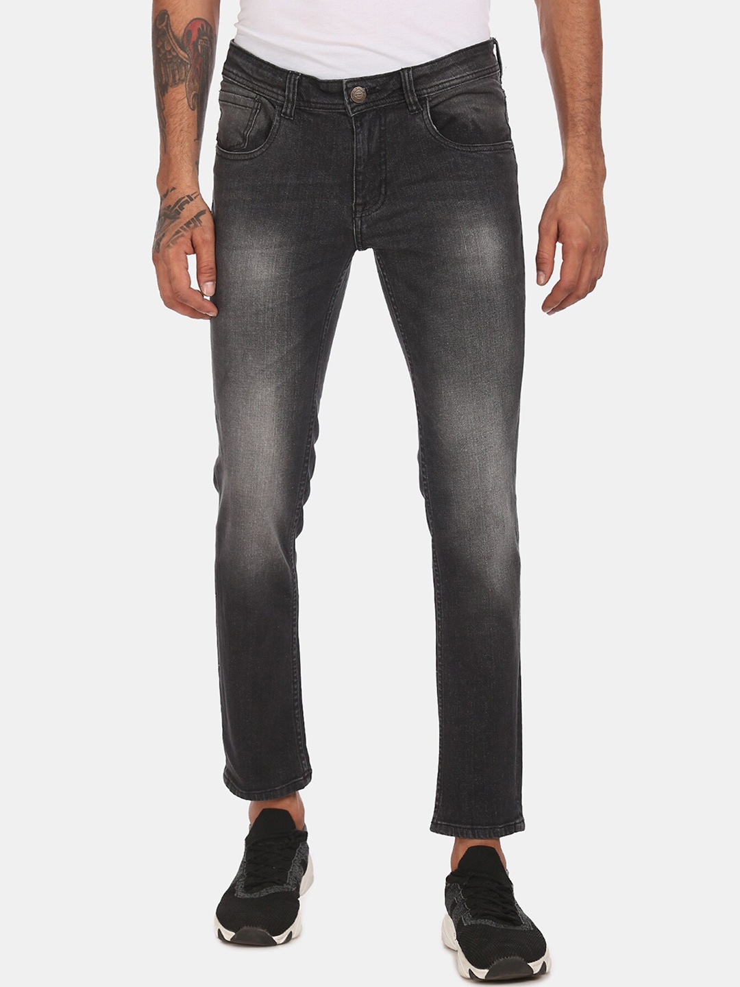 

Cherokee Men Black Clean Look Slim Fit Heavy Fade Stone Wash Jeans