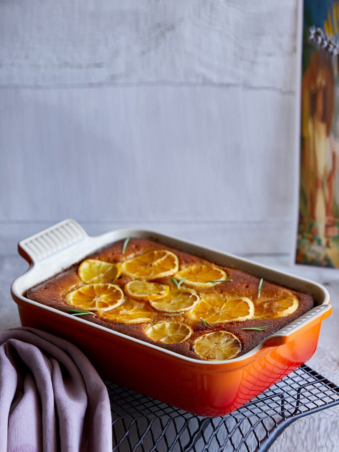 

LE CREUSET Orange & Cream-Colored Deep Rectangular Ceramic Serveware