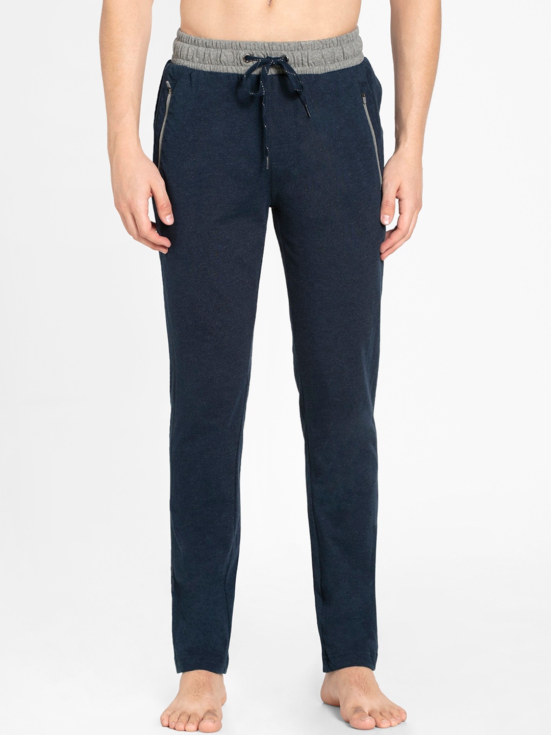 

Jockey Men Navy Blue Solid Cotton Straight-Fit Track Pants