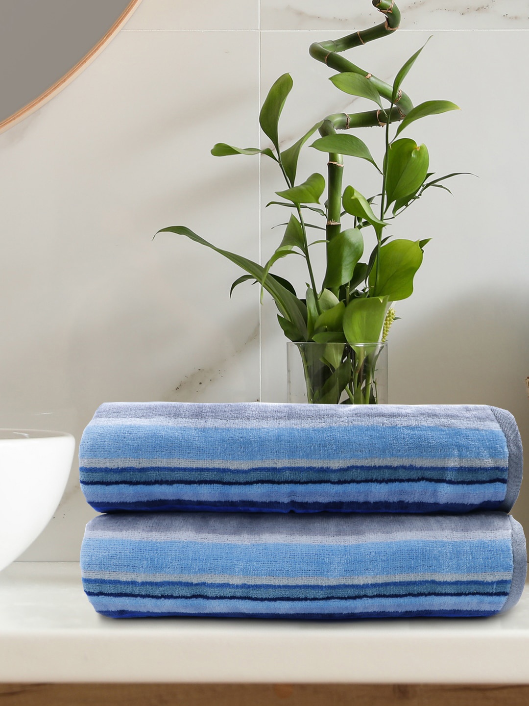 

Trident Blue & Grey Set of 2 450 GSM Bath Towel