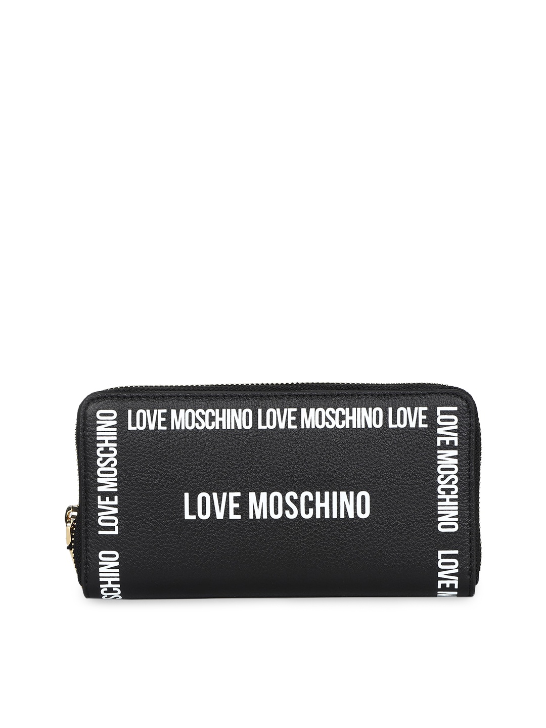 

LOVE MOSCHINO Women Black Typography Printed Synthetic Zip Around Wallet