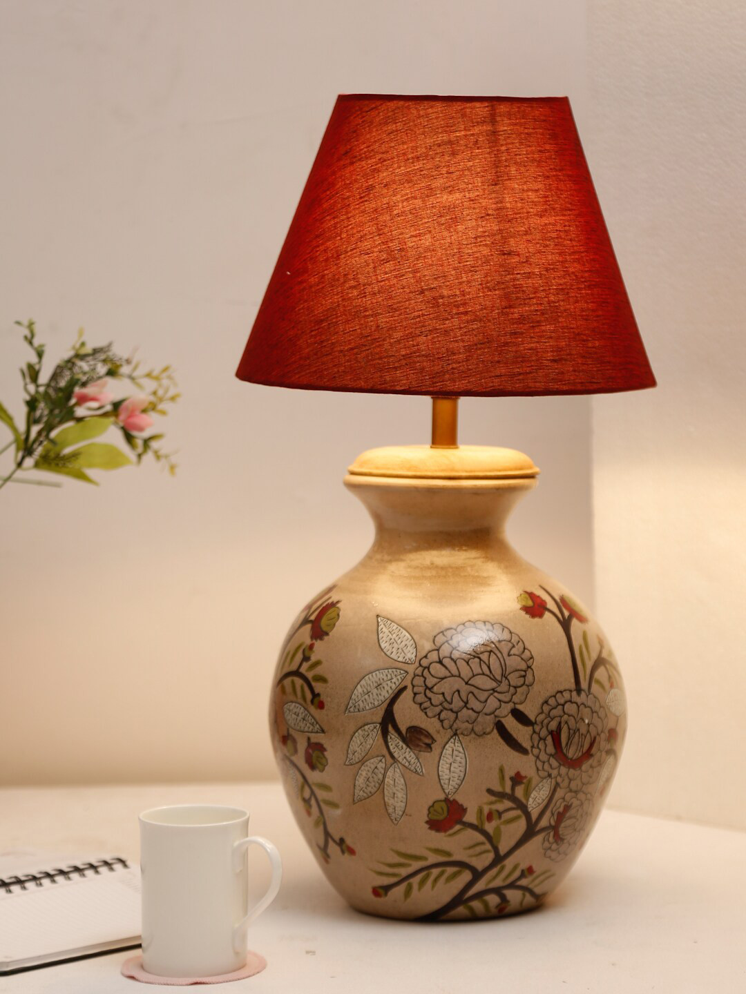 

Fabindia Maroon Classic Country Table Lamp Shade