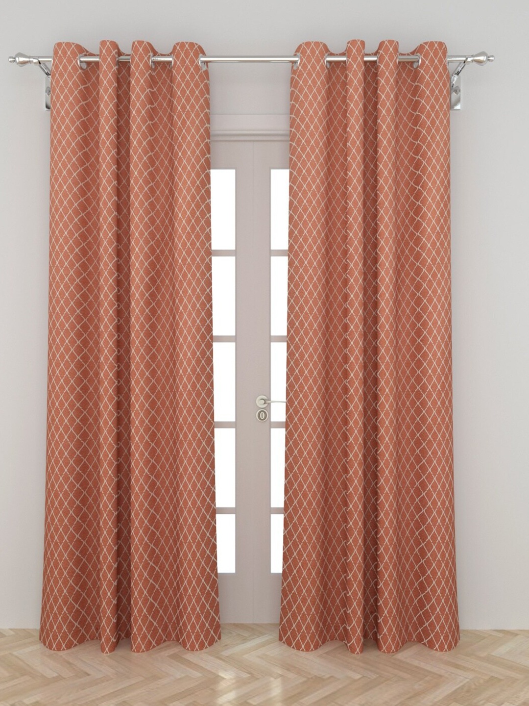 

Home Centre Brown & White Set of 2 Geometric Door Curtain