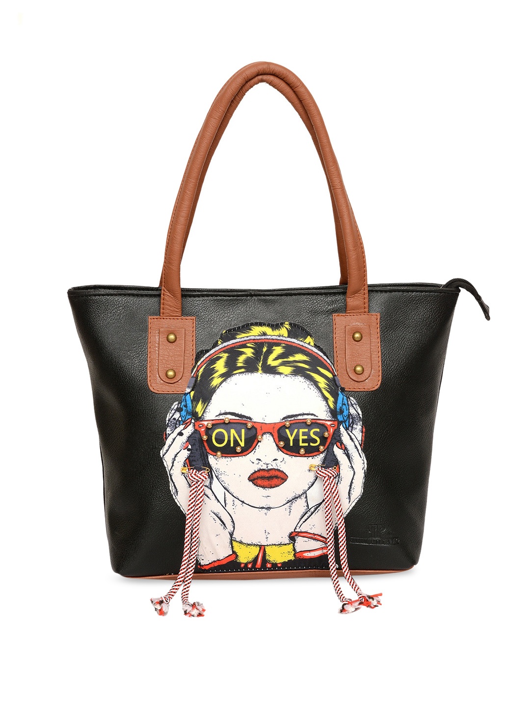 

Pink Potato Hanging Earrings Patchwork Black Shoulder Bag