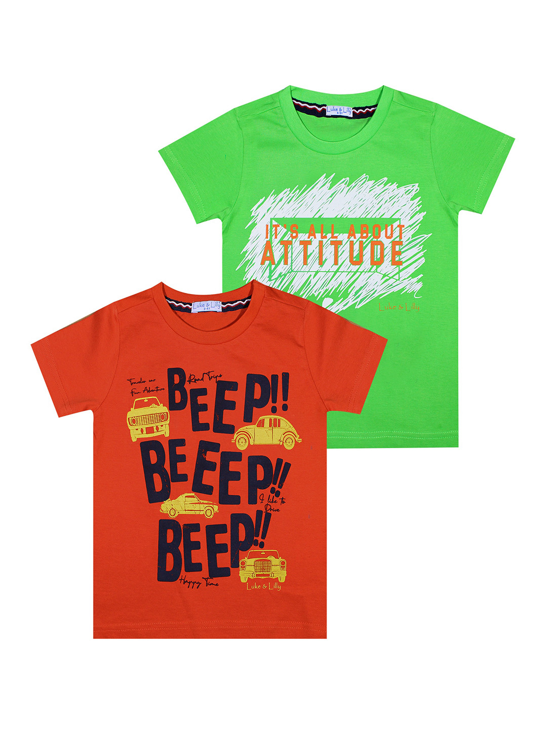

Luke & Lilly Boys Pack Of 2 Typography Printed Cotton T-shirts, Red