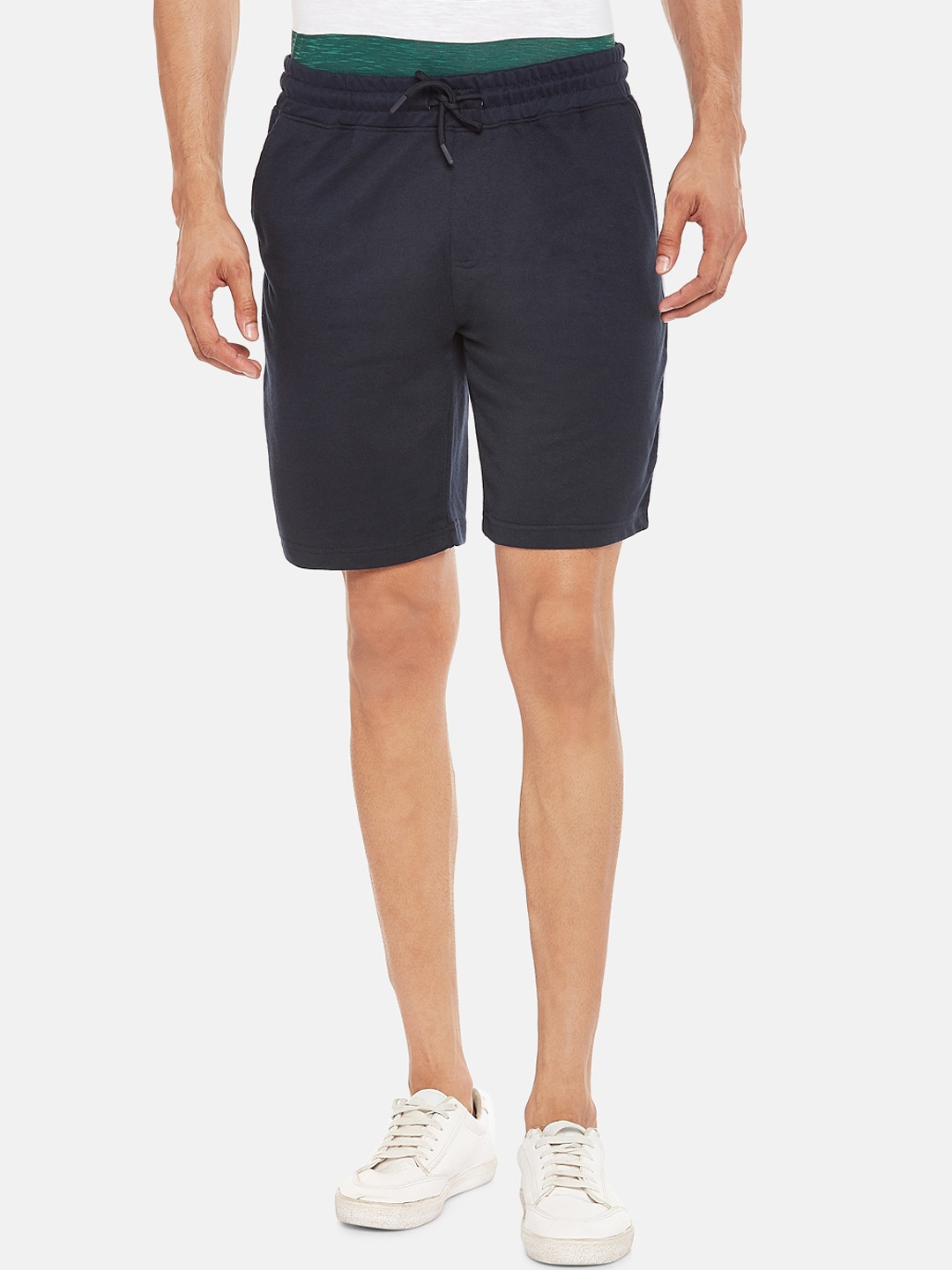 

People Men Navy Blue Mid-Rise Regular Shorts