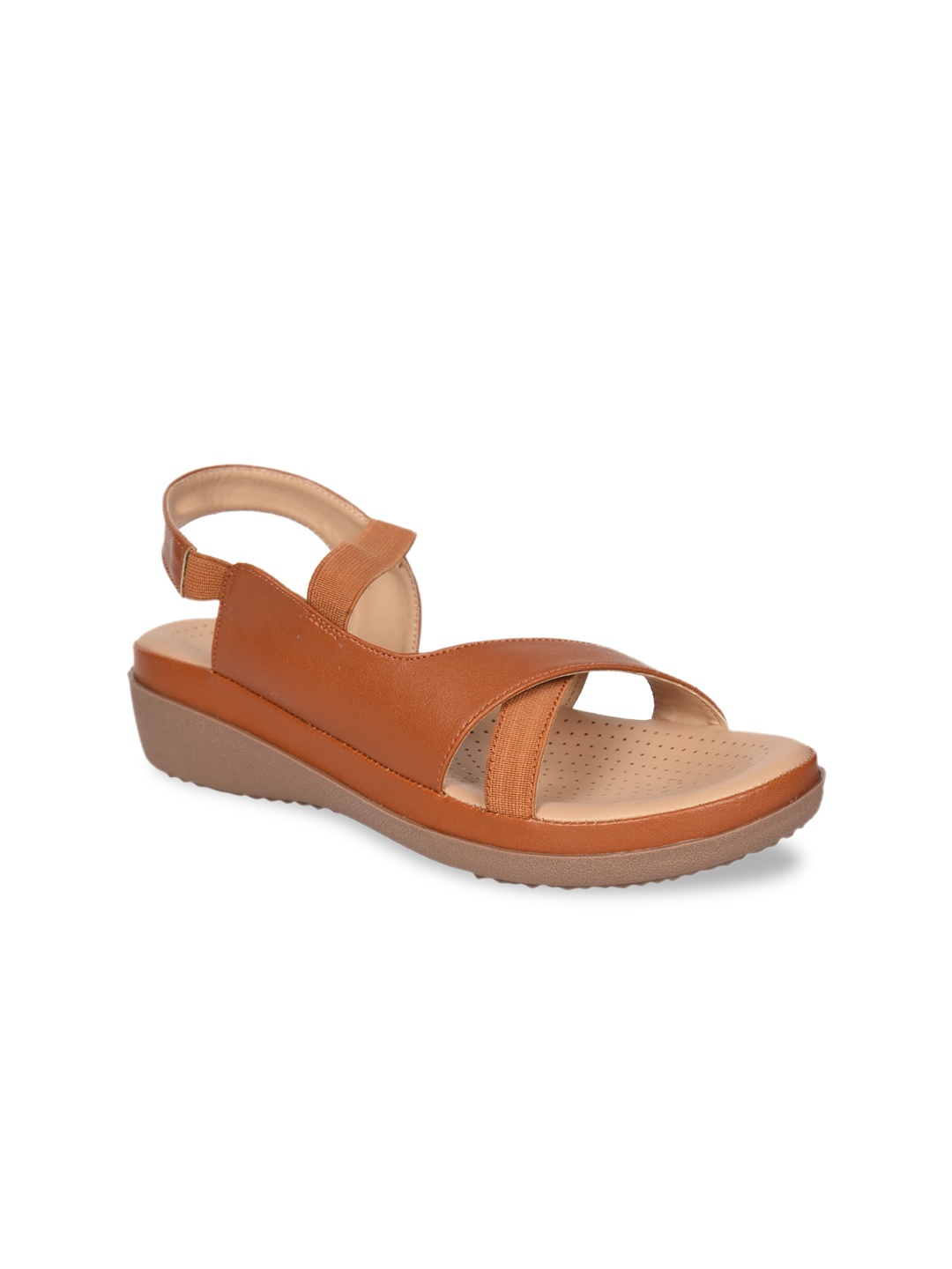 

Ajanta Women Tan Leather Flatform Sandals