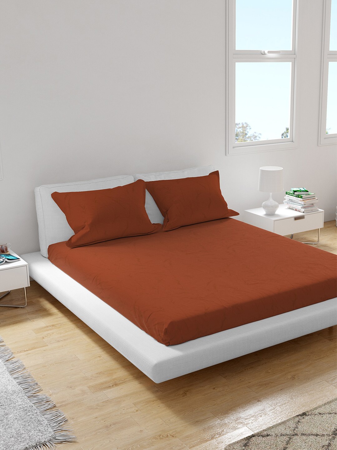 

Himeya Rust 300 TC King Sustainable Bedsheet with 2 Pillow Covers