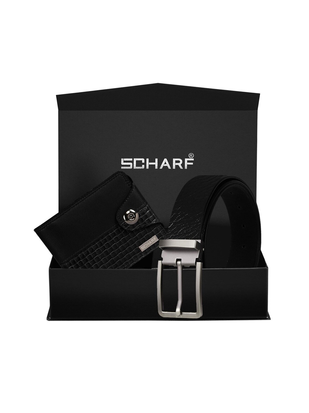 

SCHARF Men Black Solid Genuine Leather Accessory Gift Set