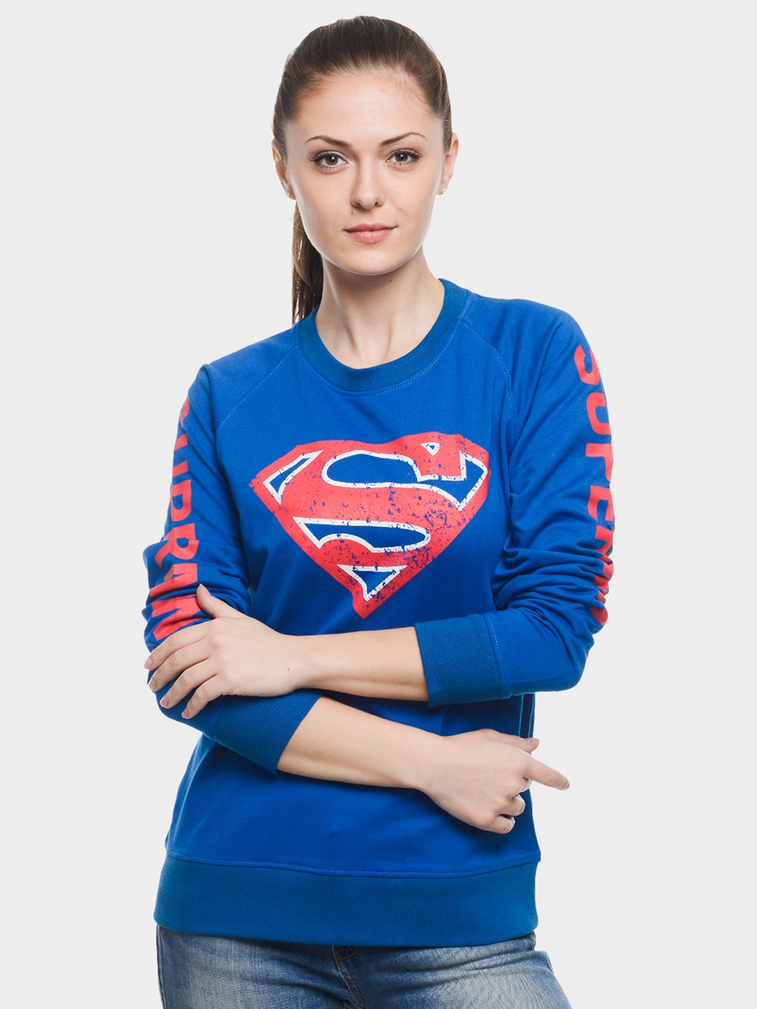 

Free Authority Women Blue Superman Printed T-shirt