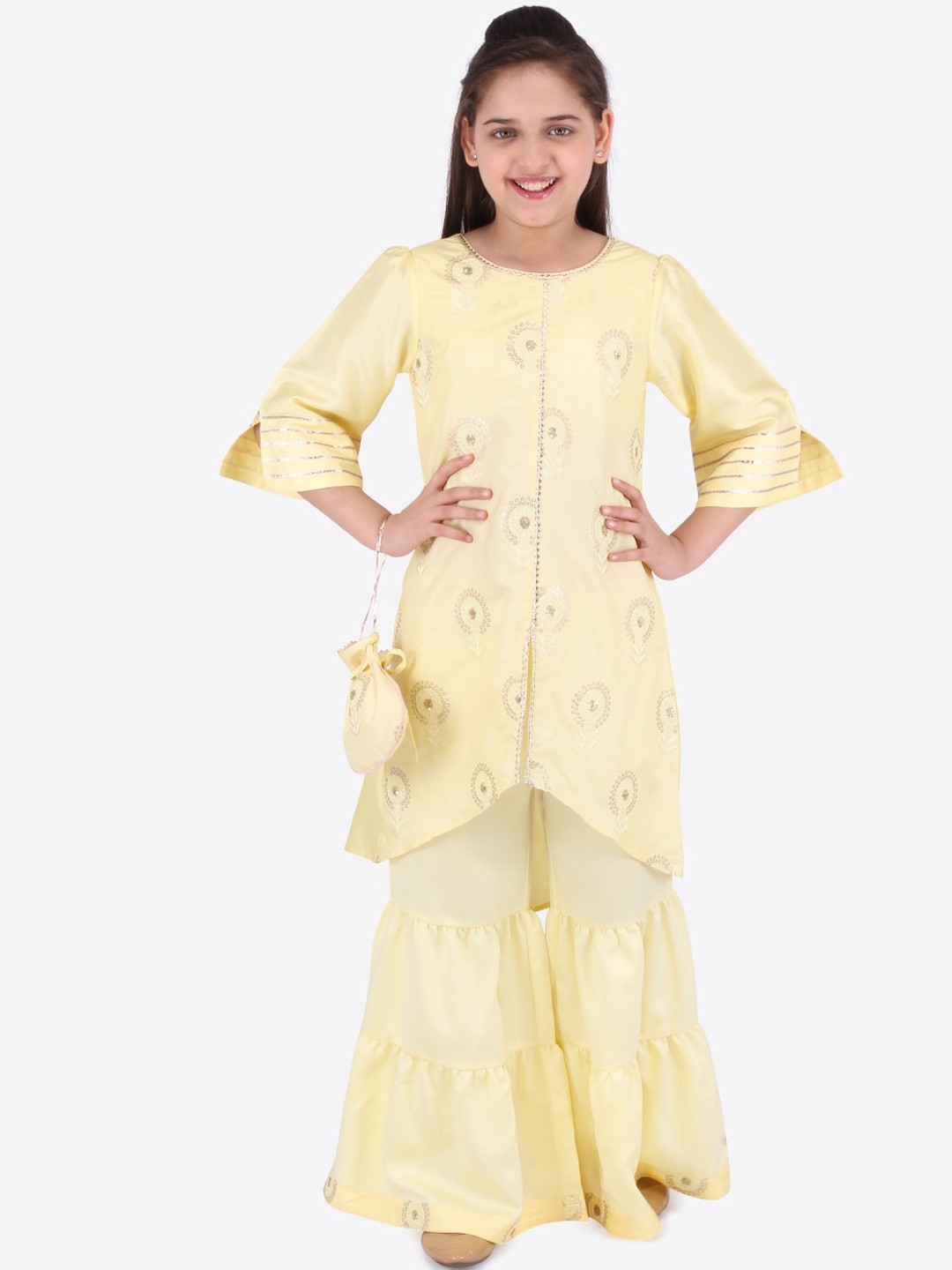 

CUTECUMBER Girls Yellow Kurta with Palazzos