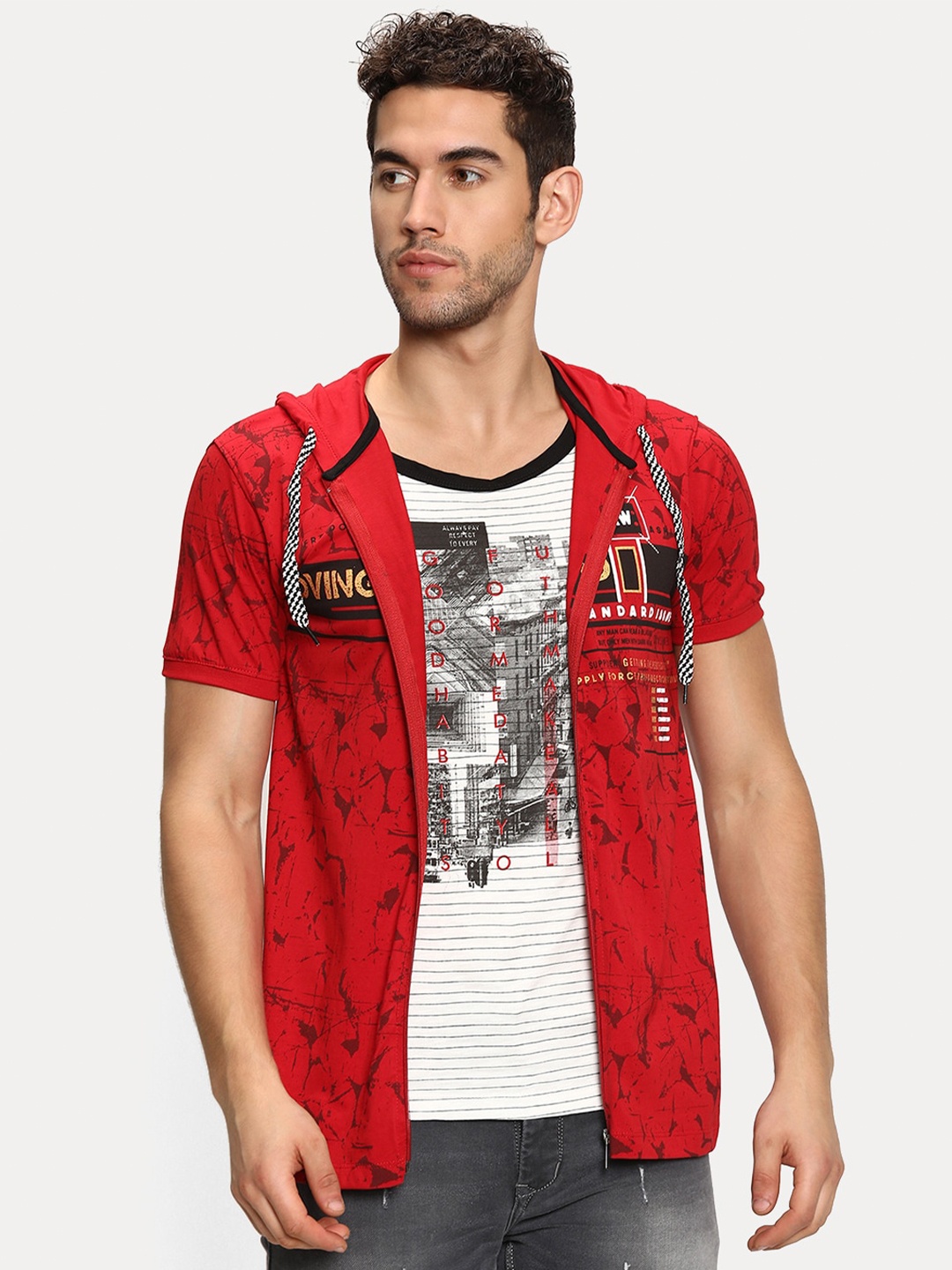 

V2 Value & Variety Men Maroon Printed T-shirt