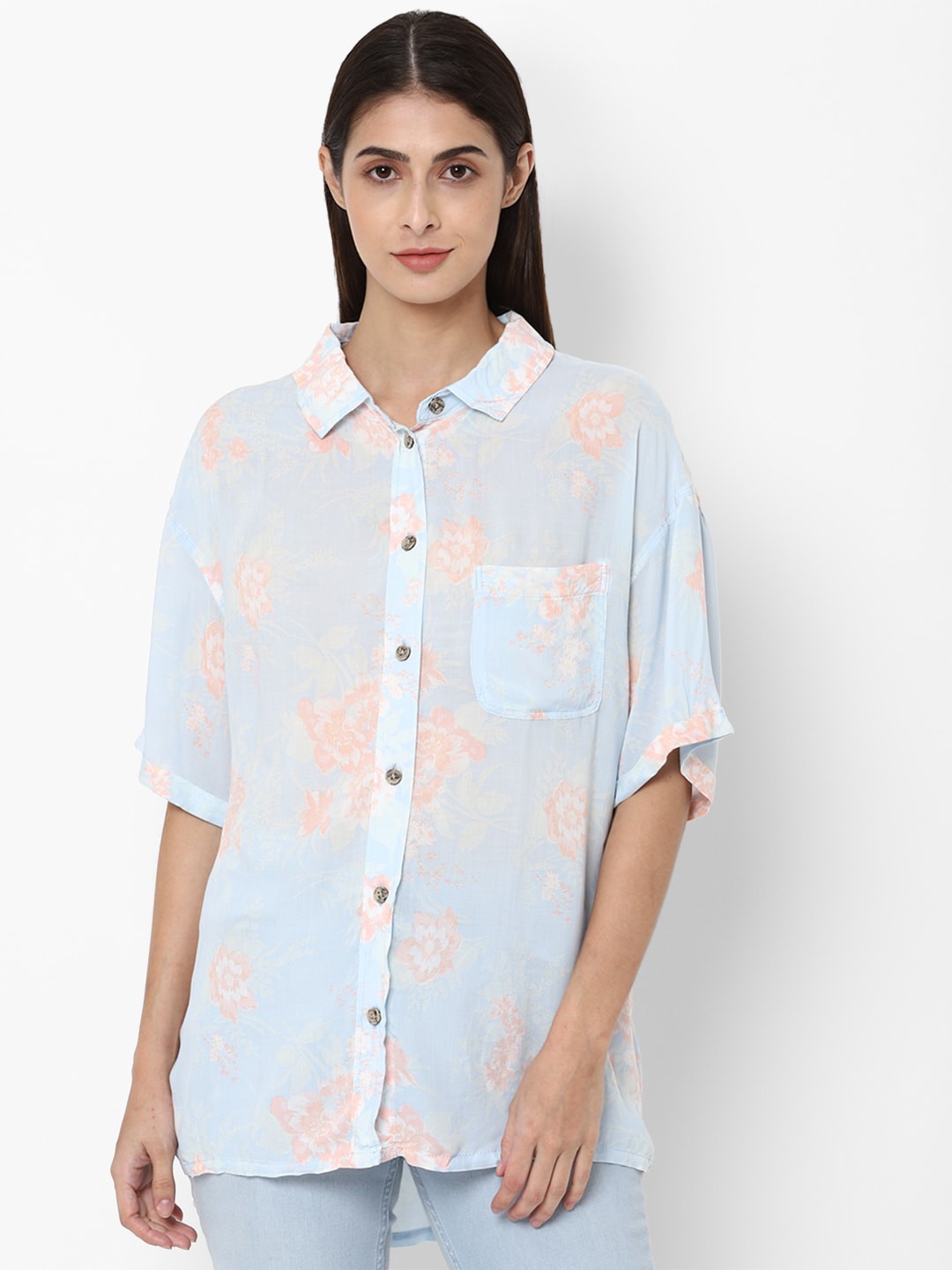 

AMERICAN EAGLE OUTFITTERS Women Blue Printed Casual Shirt