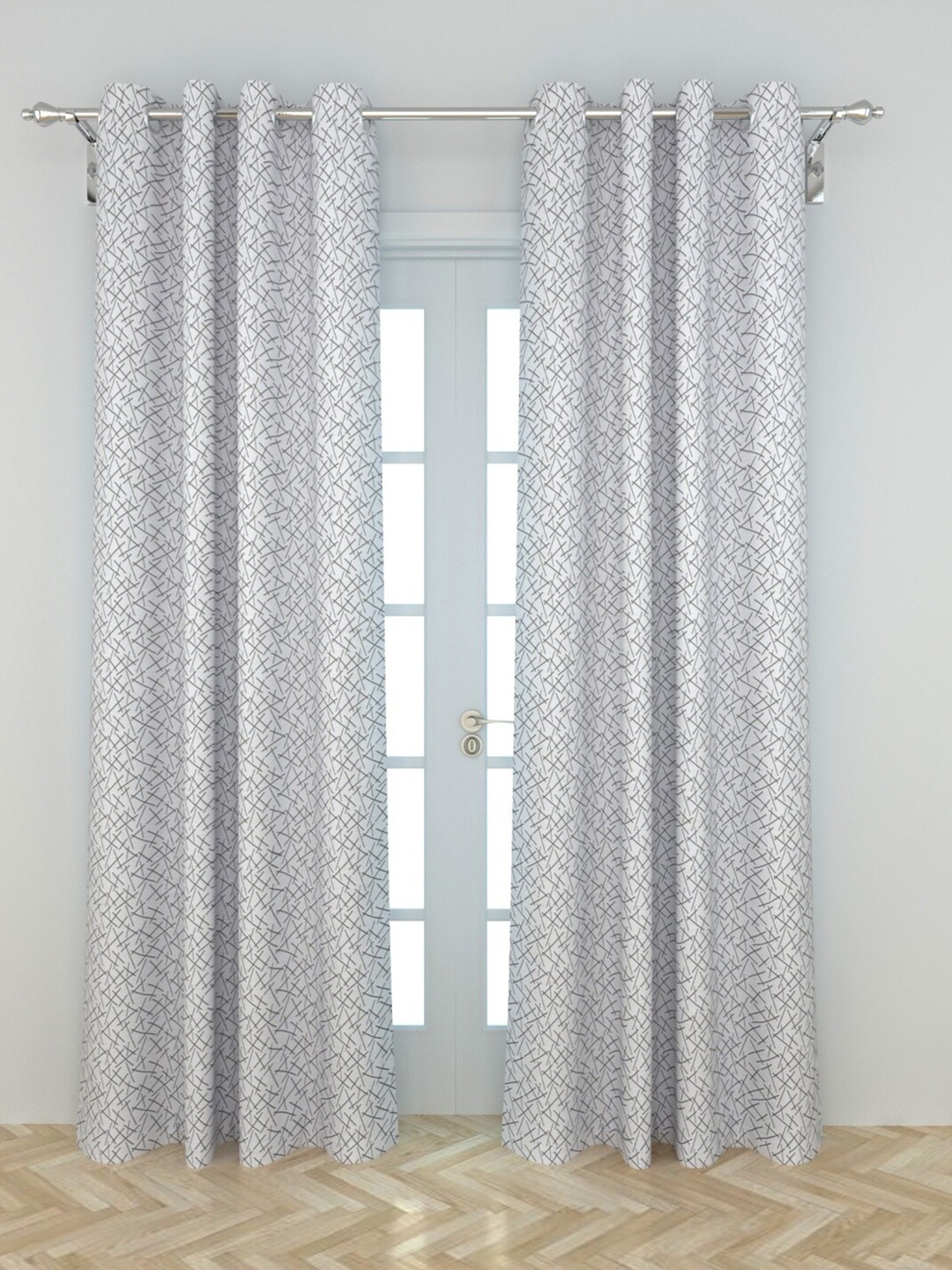 

Home Centre White & Grey Geometric Door Curtain