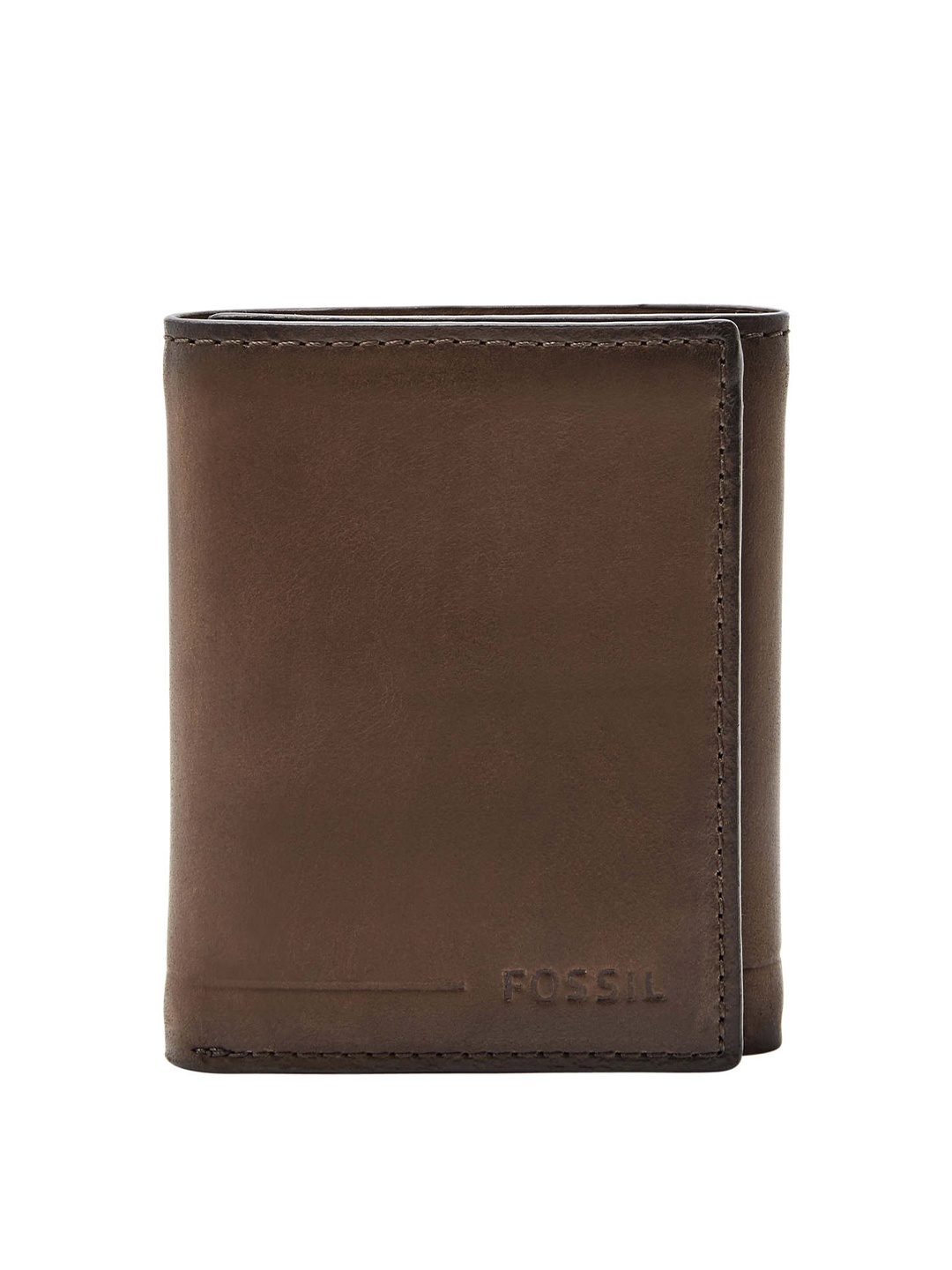 

Fossil Men Brown Solid Leather Three Fold Wallet