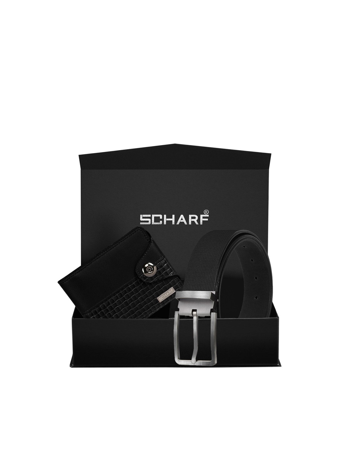 SCHARF Men Black Textured Accessory Gift Set